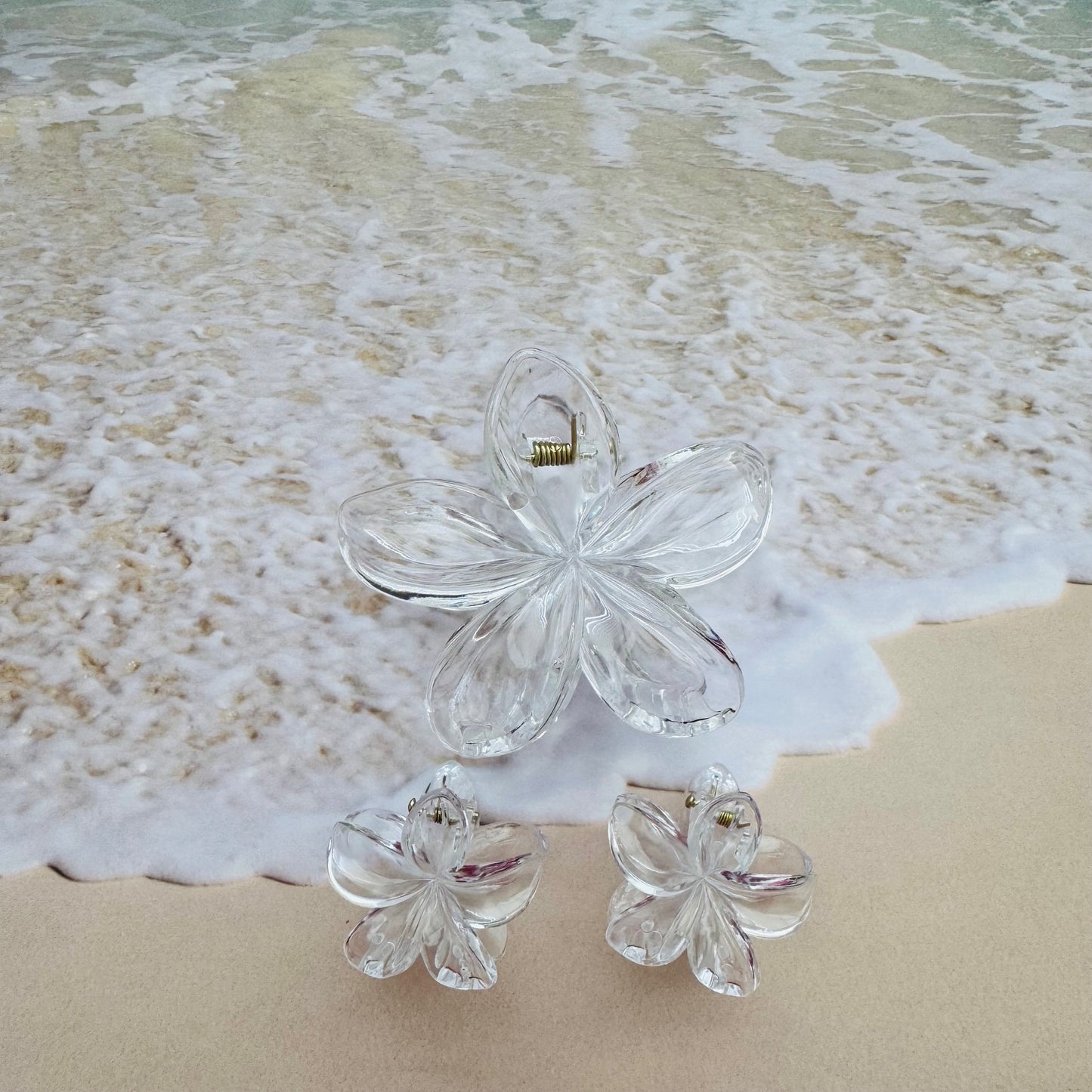 HAIR CLIPS FLOWERS BLUSH TRIO SET OF 3