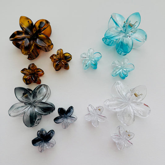 HAIR CLIPS FLOWERS BLUSH TRIO SET OF 3